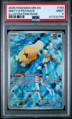 2025 POKEMON DRI EN-DESTINED RIVALS ILLUSTRATION RARE #193 MISTY'S PSYDUCK PSA 9 - Image 1