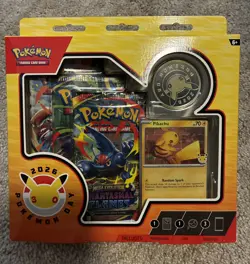 Pokemon TCG Pokemon Day 2026 Collection Box Pikachu Promo Coin 3 Packs - Image 1