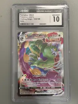 Pokemon CGC 10 GEM MT Tornadus VMAX 125/198 Chilling Reign FA Holo 2021 - Image 1