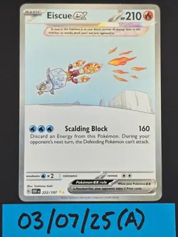 Eiscue ex 222/197 Illustrator Rare Alt Art Pokemon TCG Obsidian Flames NM/MT - Image 1