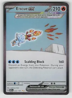 Eiscue ex 222/197 Special Illustration Rare Obsidian Flames Pokemon Near Mint - Image 1