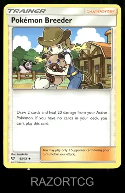 POKEMON BREEDER 63/73 UC SHINING LEGENDS POKEMON MP - Image 1