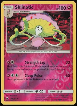 Shiinotic 98/147 MP Burning Shadows Rare Reverse Holo Pokemon - Image 1