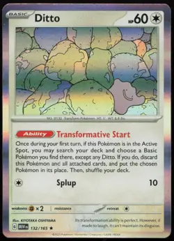 Ditto 132/165 LP 151 Rare Holo Pokemon - Image 1