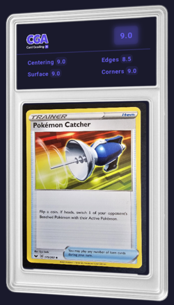 Sword & Shield Base Pokemon Catcher 175/202 TCG Card - CGA 9.0 Digital Grade - Image 1
