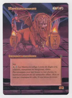 Altered French Crimson Manticore MP Renaissance 1995 MTG Magic Hand Painted Art! - Image 1