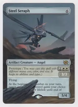 Altered Steel Seraph NM 2022 WOTC MTG Magic Hand Painted Unique Custom Art Rare! - Image 1