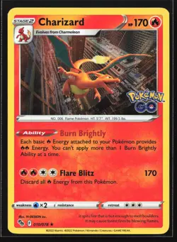 Pokemon Charizard 010/078 Pokemon GO Holo Rare NM - Image 1