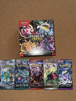 Pokemon Scarlet &Violet Paldean Fates Booster Bundle & 5 JPN Packs Sealed - Image 1