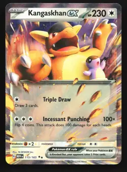 Pokemon Kangaskhan ex 115/165 MEW EN-151 Double Rare Holo LP - Image 1