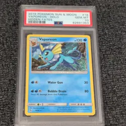 2019 Pokemon Sun and Moon Hidden Fates #18 Vaporeon Holo GEM MINT PSA 10 - Image 1