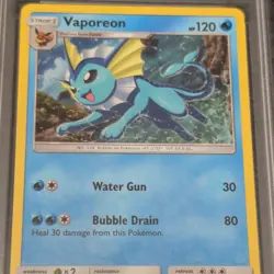 2019 Pokemon Sun and Moon Hidden Fates #18 Vaporeon Holo GEM MINT PSA 10 - Image 3