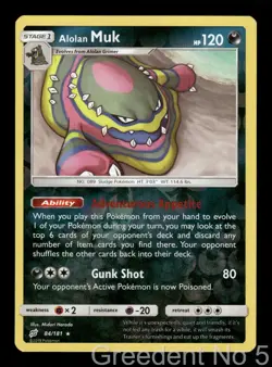 Alolan Muk 84/181 Rare Team Up Pokemon Reverse Holo Lightly Played - Image 1