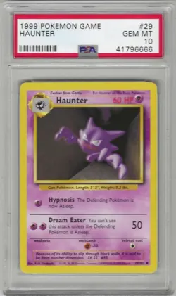 PSA 10 GEM MINT 1999 Pokemon Base Set Unlimited Haunter #29/102 Uncommon Card 👻 - Image 1