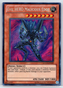 Yugioh Evil HERO Malicious Edge LCGX-EN0029 Secret Rare Near Mint TCG CCG - Image 1