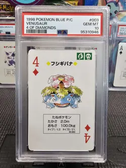 1998 Pokemon Blue Poker/Playing Card Venusaur 4 Of Diamonds PSA 10 - Image 1