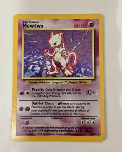 Mewtwo 10/102 - Holo Rare - Base Set Unlimited Pokemon Card - Image 1