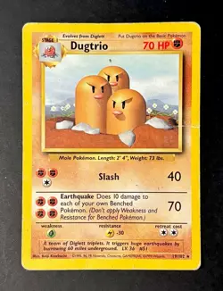 Dugtrio 19/102 Unlimited Rare Pokemon TCG Base Set MP - Image 1