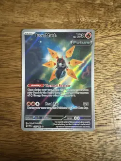 Pokemon TCG Iron Moth Holo Illustration Rare Card 187/182 Paradox Rift - Image 1