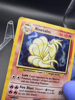 Base Set Pokemon TCG Ninetales 12/102 Rare Holo - DMG - Image 2