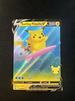 Pokemon TCG Celebrations Surfing Pikachu Holo Ultra Rare Card 008/025 - Image 1