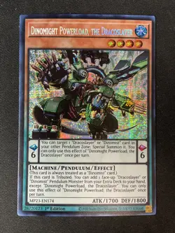 Yugioh MP23-EN174 Dinomight Powerload, the Dracoslayer 1st Prismatic Secret LP - Image 1