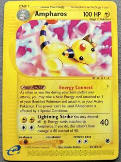 Pokemon TCG Ampharos 34/165 Expedition Regular Card MP - Image 1