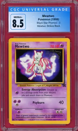 CGC 8.5 NM-MNT Mewtwo # 3 WB Movie WOTC Black Star PROMO Pokemon Card - Image 1