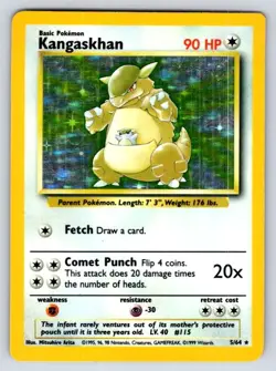 Kangaskhan 5/64 Holo Rare Jungle Pokemon Unlimited Holo Damaged - Image 1