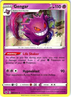 Gengar 085/202 Holo Rare Sword & Shield Pokemon Holo Near Mint - Image 1