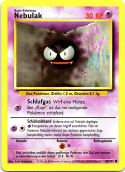 Gastly 50/102 Common Base Set Unlimited Pokemon Near Mint german - Image 1