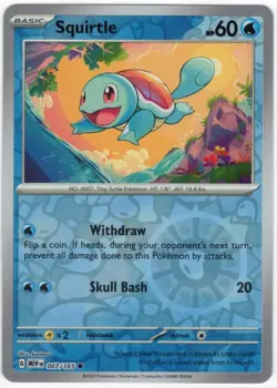 Squirtle 007/165 Common 151 Pokemon TCG Reverse Holo Near Mint - Image 1
