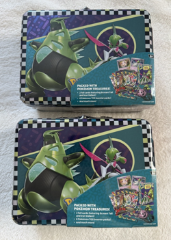 Pokemon TCG 2024 Collector Treasure Chest Tin Lunch Box (Lot of 2) 6 Boosters - Image 1