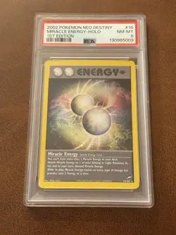 PSA 8 - 2002 Pokemon Neo Destiny Miracle Energy - Holo 1st Edition - Image 1