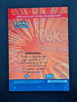 2000 Topps Pokemon Series 3 Pop Up #9 #06 Charizard Chase Card TV Animation DMG - Image 2