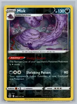 Muk 085/172 Rare Brilliant Stars Pokemon Card Reverse Holo Near Mint - Image 1