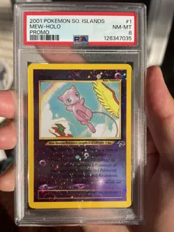 2001 POKEMON SOUTHERN ISLANDS PROMO #1 MEW-HOLO PSA 8 Rare Vintage WOTC SWIRL 🌀 - Image 4