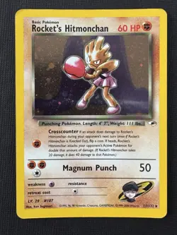Pokemon Rocket's Hitmonchan 11/132 Gym Heroes Holo Rare 60HP Basic - Image 1