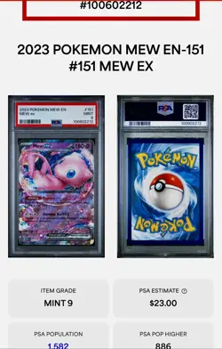PSA 9 Mew ex 151 #151 Scarlet & Violet GEM MINT Pokemon EN-151 Ultra Rare 2023 - Image 3