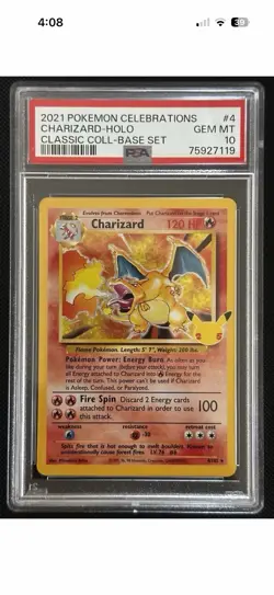 2021 Pokemon TCG Charizard 4/102 Celebrations Classic Collection Holo PSA 10 - Image 1