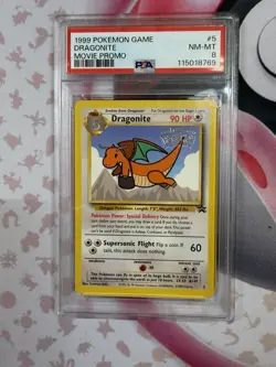 1999 Pokemon TCG Dragonite Movie Promo #5 Holo English WotC PSA 8 NM/MT - Image 1
