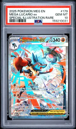 2025 POKEMON MEG EN-MEGA EVOLUTION #179 MEGA LUCARIO EX PSA 10 - Image 1