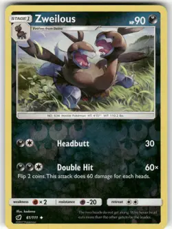Zweilous 61/111 Uncommon Crimson Invasion Pokemon Reverse Holo Near Mint - Image 1
