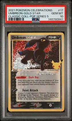 2021 POKEMON CELEBRATIONS CLASSIC COLLECTION #17 UMBREON-GOLD STAR PSA 10 - Image 1
