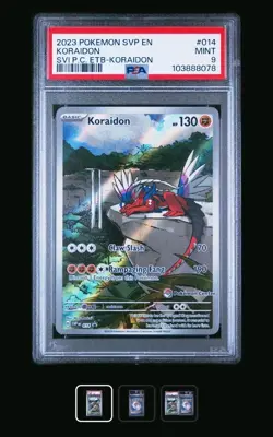 2023 POKEMON SCARLET & VIOLET POKEMON CENTER ETB PROMO EN #014 KORAIDON PSA 9 - Image 1