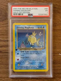 2001 Pokemon Neo Revelation 1st Edition PSA 1 Shining Magikarp Holo #66 Shiny - Image 1