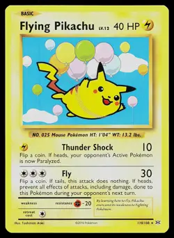 Pokemon Card Evolutions Flying Pikachu 110/108 Secret Rare - Image 1