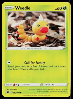 Pokemon Card Champion's Path Weedle 002/073 Common - Image 1