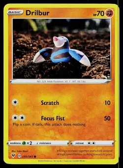 Pokemon Card Vivid Voltage Drilbur 091/185 Common - Image 1