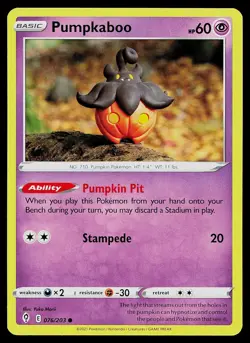 Pokemon Card Evolving Skies Pumpkaboo 076/203 Common - Image 1